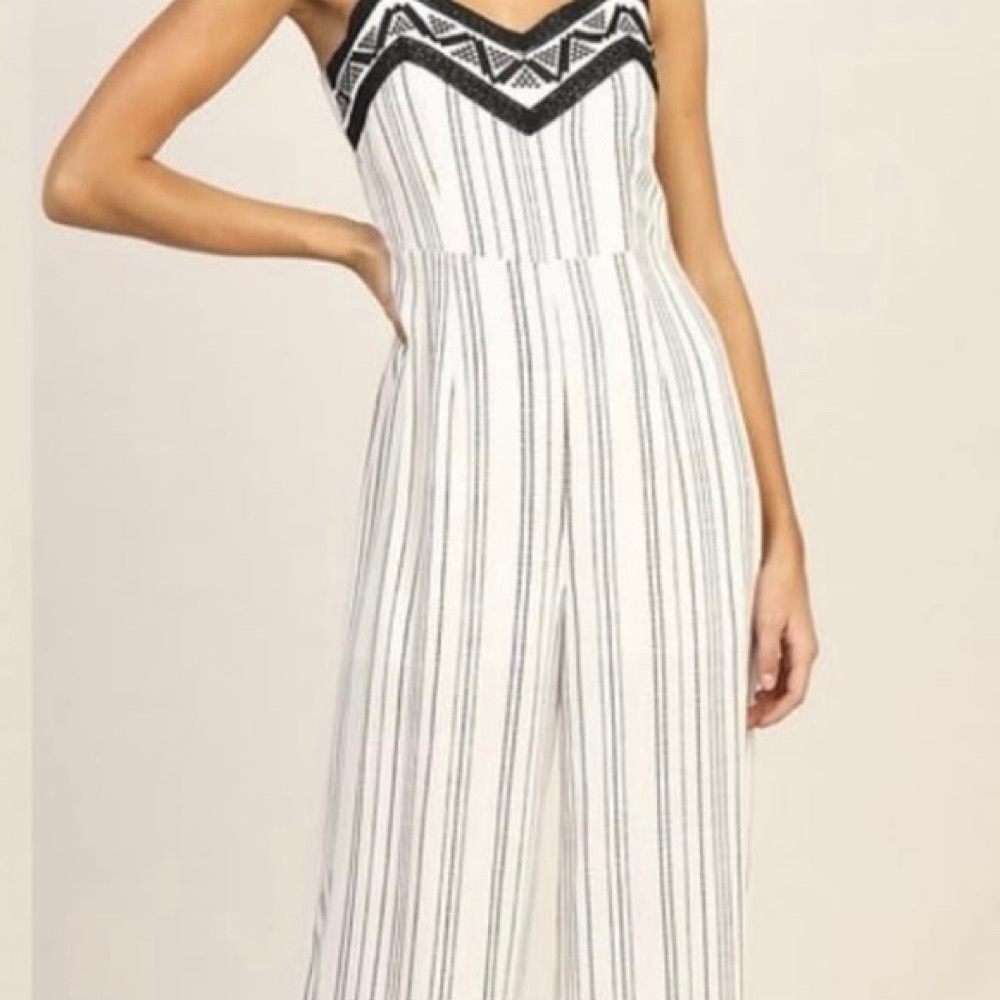 Black and White Striped Jumpsuit